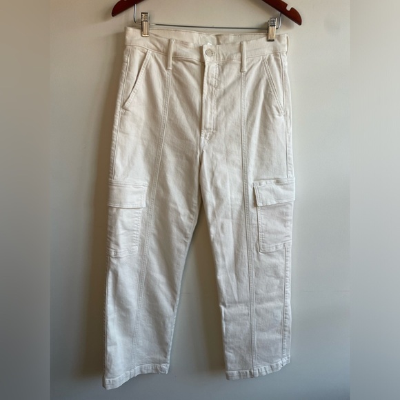 NEW MOTHER Women's The Rambler Cargo Ankle Jeans, Size 30 in Cream Puff - Picture 5 of 12